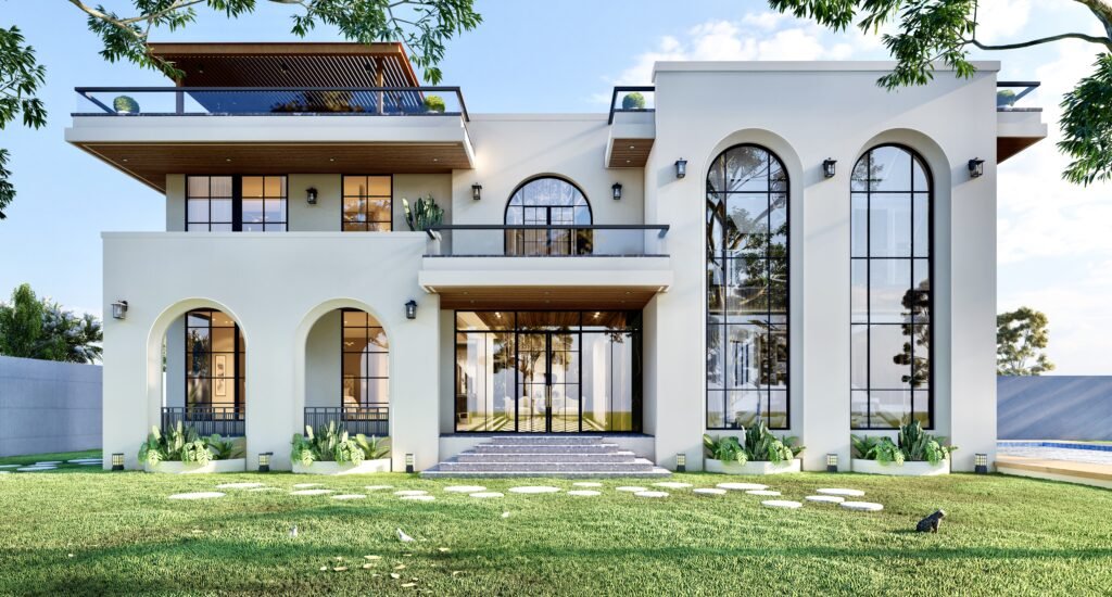 Modern house exterior design in Noida with contemporary design designed by Architect in Noida- Architect Tejaswini Designs