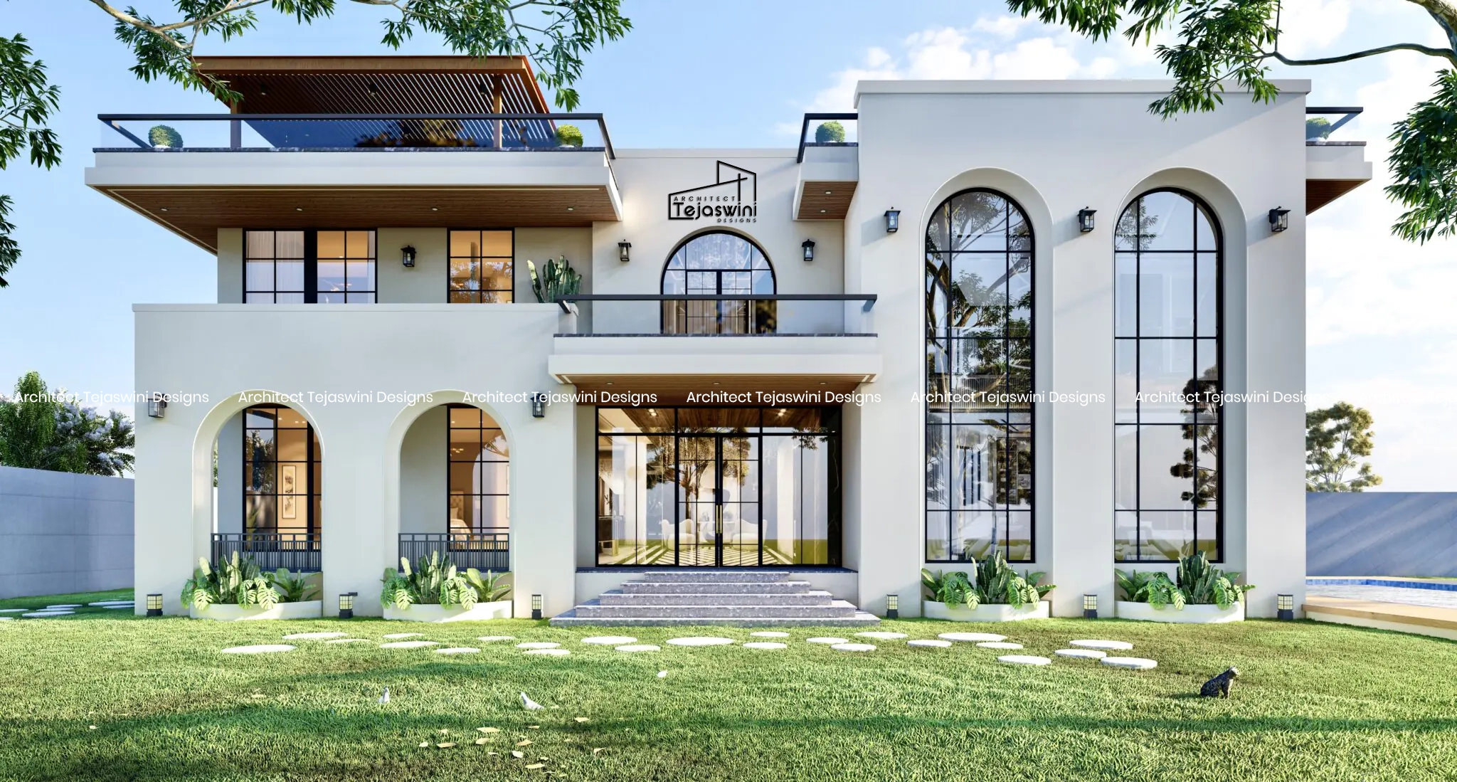 Modern house exterior design in Noida with contemporary design designed by Architect in Noida- Architect Tejaswini Designs