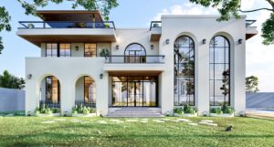 Modern house exterior design in Noida with contemporary design designed by Architect in Noida- Architect Tejaswini Designs