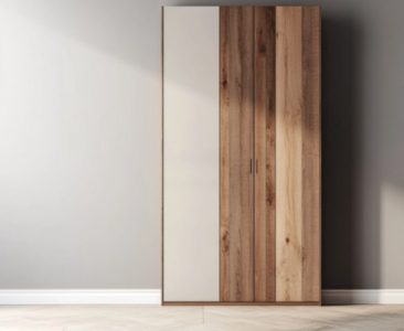 3-Door Contemporary Swing Wardrobe Design in Luna Scura and Acacia Finish