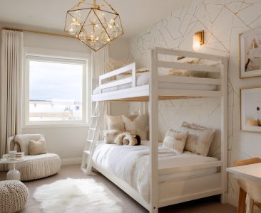 Art Deco Kids Bedroom Design With White Bunk Bed-img