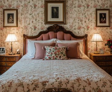 Classic Master Bedroom Design with Upholstered Bed and Side Tables-img