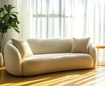 Contemporary Living Room Design with 3-Seater Curved Edge Sofas-img