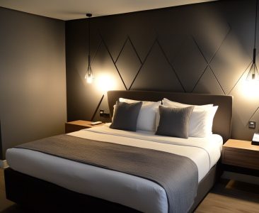 Contemporary Master Bedroom Design with Geometric Wall Panelling-img