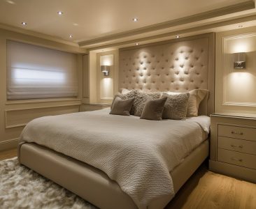 Contemporary Master Bedroom Design with Upholstered Queen Size Bed-img