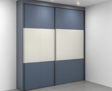 Contemporary Sliding Wardrobe Design in Denim Suedette and White