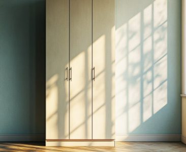 Modern 3-Door Swing Wardrobe Design in Suede Laminate Finish