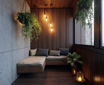 Modern Balcony Design with Wooden Panel Groove Wall Feature-img