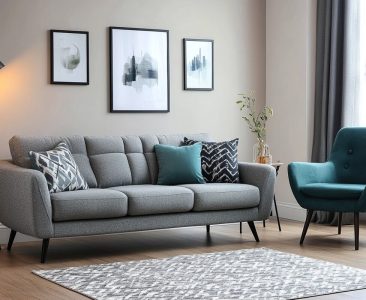 Modern Living Room Design with 3-Seater Sofa and Accent Chair-img