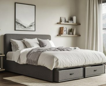 Modern Master Bedroom Design with Queen Bed and Under-Bed Storage-img