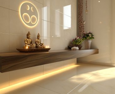 Modern Pooja Room Design in High Gloss Finish-img