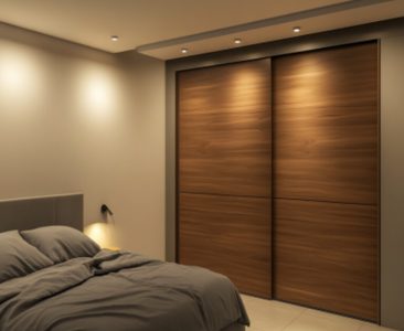 Modern Sliding Door Wardrobe Design with Tahiti Samoa Teak Finish