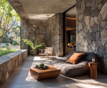 modern-balcony-design-with-wooden-slats,-vertical-garden,-and-wicker-chair-img
